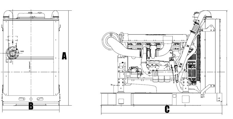 Габаритные размеры двигателя TAD1641GE